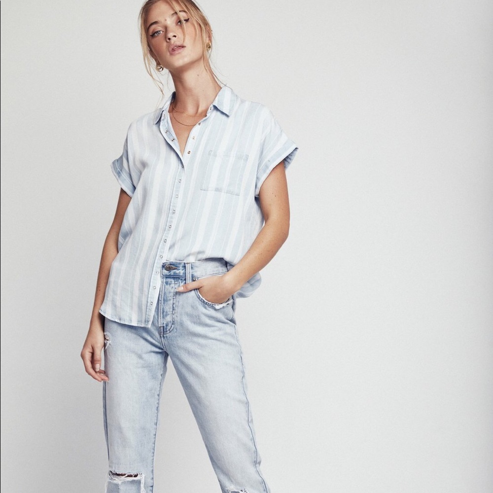 🎊HOST PICK🎊 PISTOLA’s💙Ava Striped Button Down Hi-Low👚XXLG